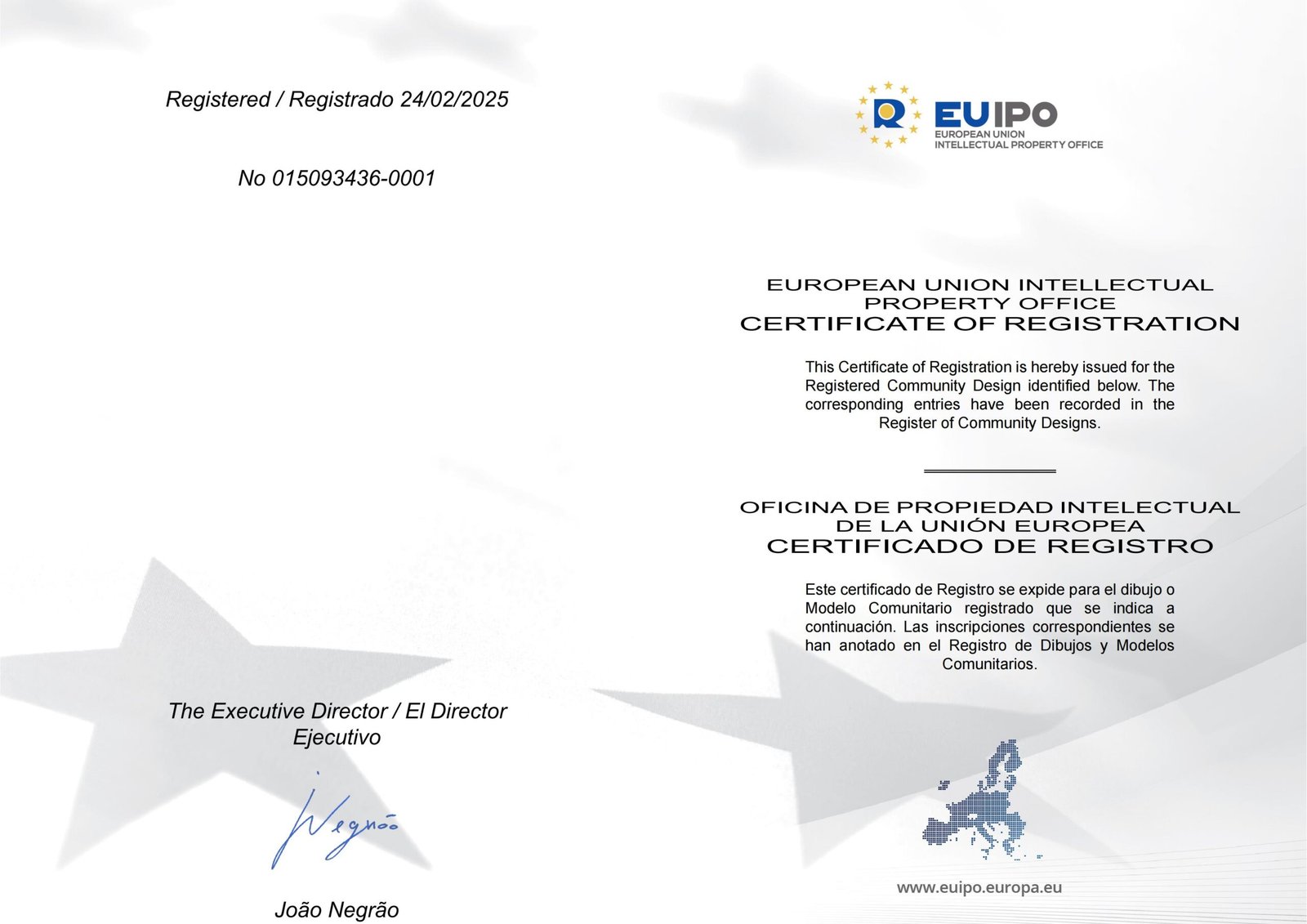 EU Design Patent Certificate